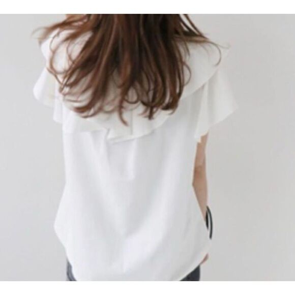 Journal Standard Relume 100% white cotton ruffle neck blouse F (M) - Picture 10 of 10